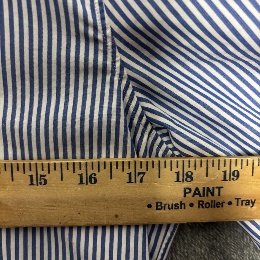 Celine Paris Blue White Stripe Button Up Shirt Womens Large Collared Long Sleeve - Picture 6 of 9